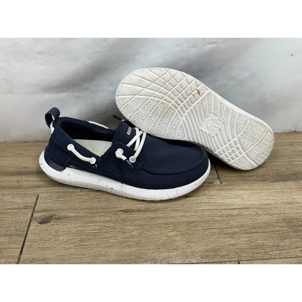 Reef Swellsole Pier Mens Navy Blue Boat Shoe Sneaker Slip On Size 8.5